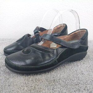 NAOT Matai Mary Jane Womens Size 36 EU Comfort Shoes Black Leather Swirl Flats